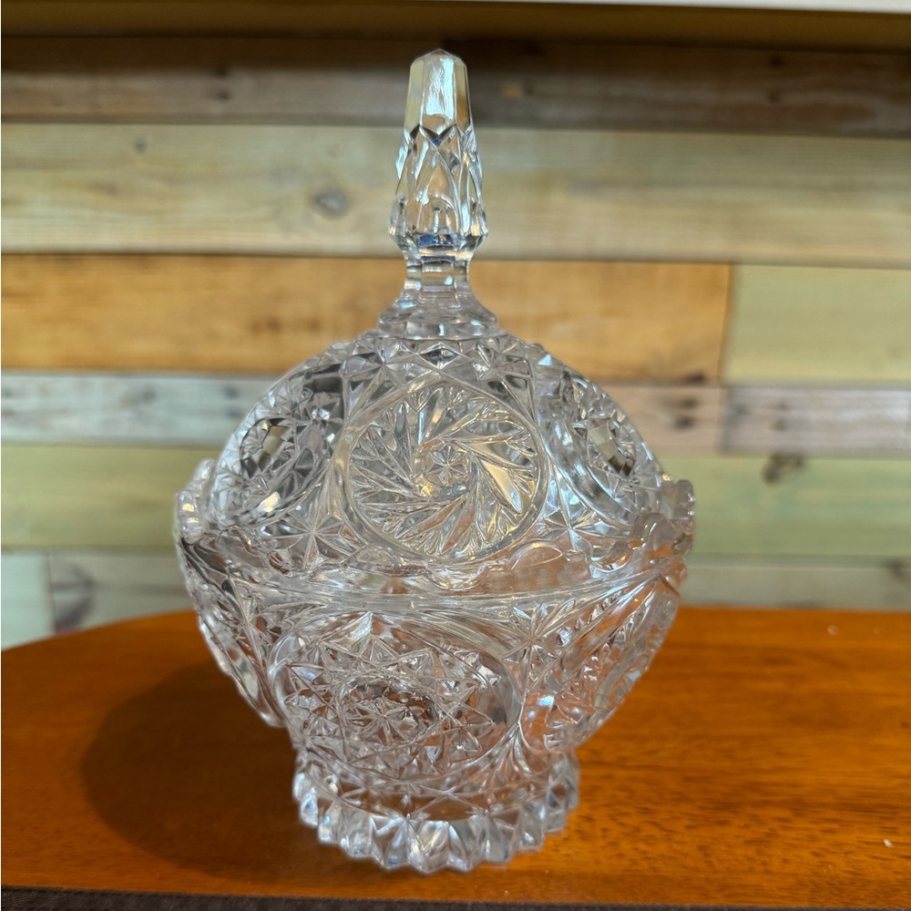 Vintage 8” Imperlux SUNRISE Collection Handcut 24% Lead Crystal Candy Dish